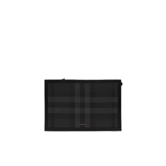 Burberry Frame Logo Plaque Checked Clutch Bag