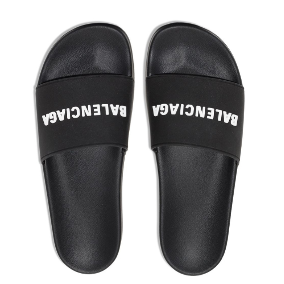 Balenciaga logo-embossed pool slides