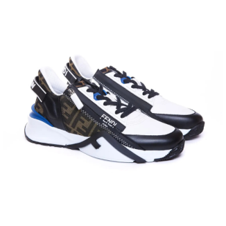 Fendi Flow leather and jacquard fabric sneakers