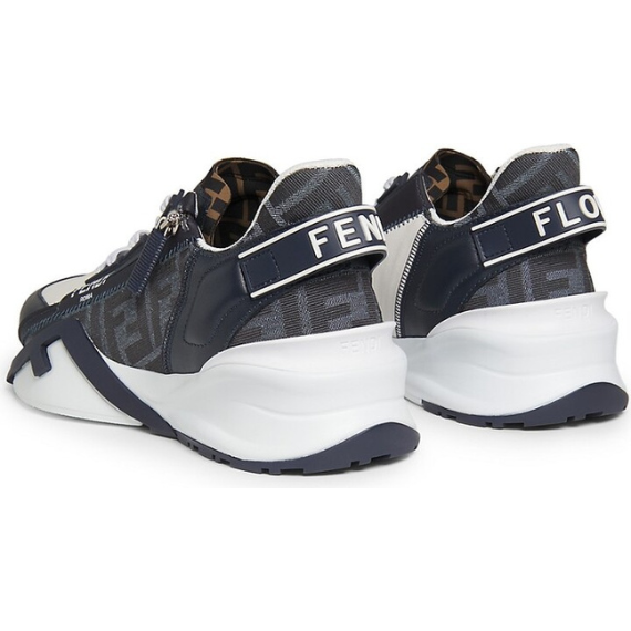 Fendi Flow Sneakers Black leather and brown FF jacquard running shoes