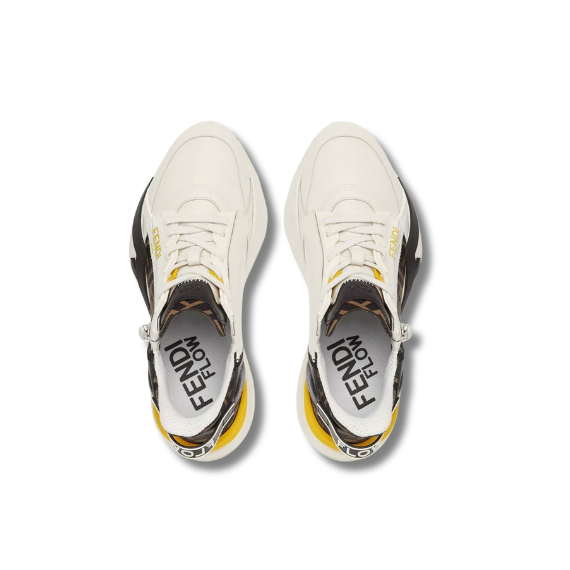 Fendi Flow Sneakers Black leather and brown FF jacquard running shoes